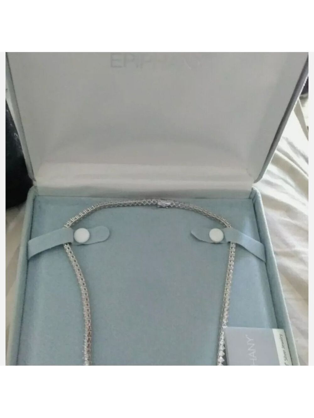 NWOT Diamonique 12.70 ct tw Round Tennis Necklace, Platinum Clad. - Picture 7 of 12
